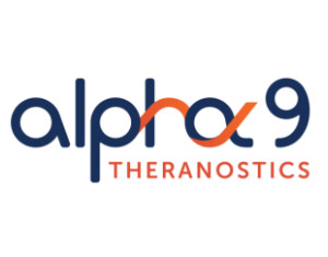 alpha 9 theranostics logo blue and orange